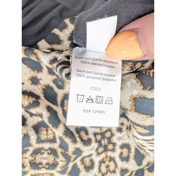 Venus Leopard Black High Low Long Sleeve Top with Front Pocket Size XS - Picture 6 of 7